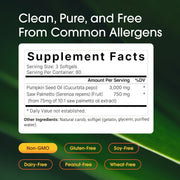 Virgin Pumpkin Seed Oil 3,000mg Per Serving with Saw Palmetto, 240 Softgel Capsules Cold Pressed Rich in Omega 6 & 9 Essential Fatty Acids Prostate & Bladder Supplements, Non-GMO - 240 Count (Pack of 1)