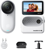 GO 3S 128GB - 4K Tiny Portable Vlogging Camera, Hands-Free POVs, Mount Anywhere, Stabilization, 140 Min Battery Life, 10m Waterproof, AI Editing, Black, For Vlog, Travel - Arctic White Standard (128GB)