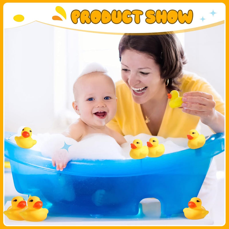 Teling 200 Pcs Mini Rubber Ducks in Bulk Yellow Tiny Baby Shower Ducks Float Squeak Bathtub Duckies Preschool Bath Toy for Birthday Party Gift(Macaron Color)