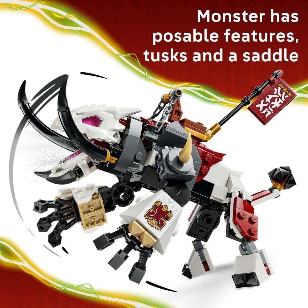 NINJAGO Zilvar and Grimtak the Dragon Beast - Ninja Toy w/Action Figure, 3 Minifigures incl. Kai & Nya - Birthday Gift for 7+ Year Old Boys & Dragons Rising Fans - 71863