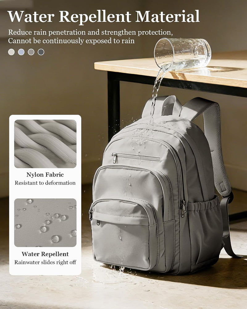 WEPOET Backpack Women Men School Backpack Large with Many Compartments Waterproof Backpack Lightweight for School Backpack Teenager Daypacks Backpack for Boys Girls, A3-grey-brown, Rucksack Backpacks