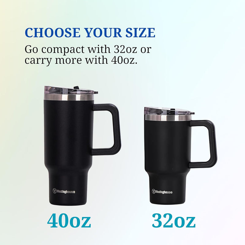 Westing House 32oz/946ml Double-Wall Stainless Steel Insulated Tumbler | BPA-Free Reusable Cup for Coffee, Water, Iced Tea & More | 6 hrs Hot & 9 hrs Cold | Ideal for Indoor & Outdoor Use | Black