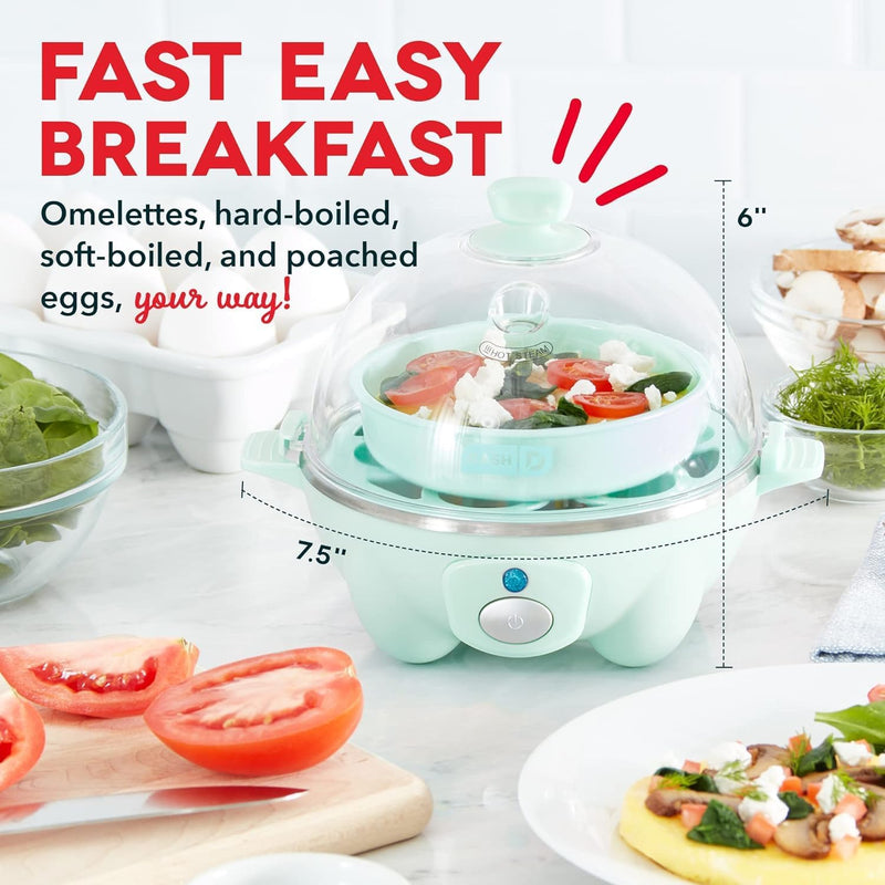 Dash Rapid Egg Cooker: 6 Egg Capacity Electric Egg Cooker for Hard Boiled Eggs, Poached Eggs, Scrambled Eggs, or Omelets with Auto Shut Off Feature, Black, 2 years warranty