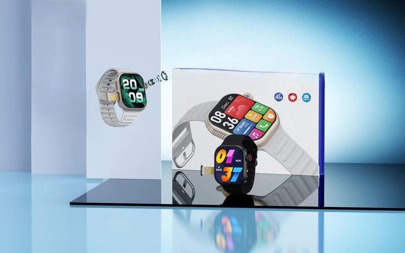 Bull Telzeal Andriod AMOLED 4G 5G 2.2 Inch AMOLED Display Smartwatch with 8MP Camera Sim card Slot 3 Pair Straps and Charging Cable Designed for Ladies and Gents (Black) (Black)