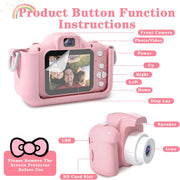 Kids Camera Toys for 6+ Year Old Boys/Girls, Kids Digital Camera for Toddler with 1080P Video, Chritmas Birthday Festival Gifts for Kids, Selfie Camera for Kids,(Pink)