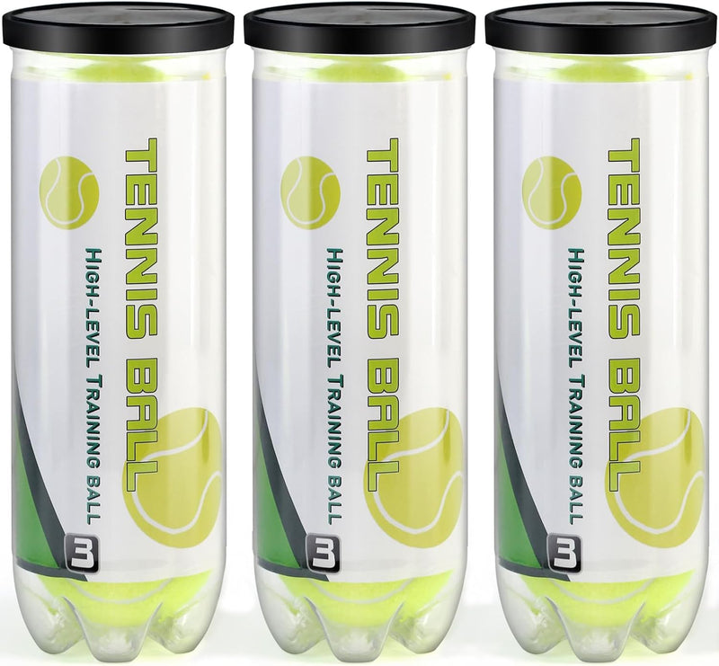 SKY-TOUCH Tennis Balls : 135cm High Bounce Practice Balls in Sealed Tub, 64mm Durable Design for Beginners Training, Casual Matches & Small Dog Play, Easy-Carry Container for Transport - 9Pcs
