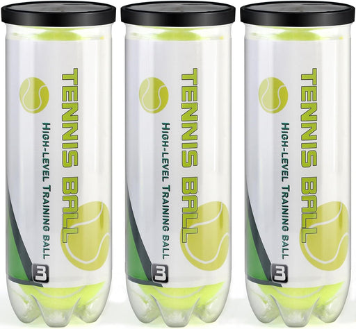 SKY-TOUCH Tennis Balls : 135cm High Bounce Practice Balls in Sealed Tub, 64mm Durable Design for Beginners Training, Casual Matches & Small Dog Play, Easy-Carry Container for Transport - 9Pcs