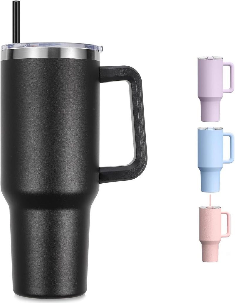 AUTOYSUR Tumbler 40 oz Tumbler with Handle and Straw, Insulated Travel Mug Iced Coffee Cup, Reusable Stainless Steel Insulated Water Bottle,Dishwasher Safe, BPA Free (Blue)