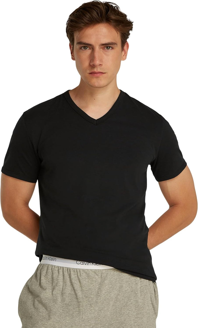Calvin Klein Mens S/S V NECK 3PK Underwear Tops