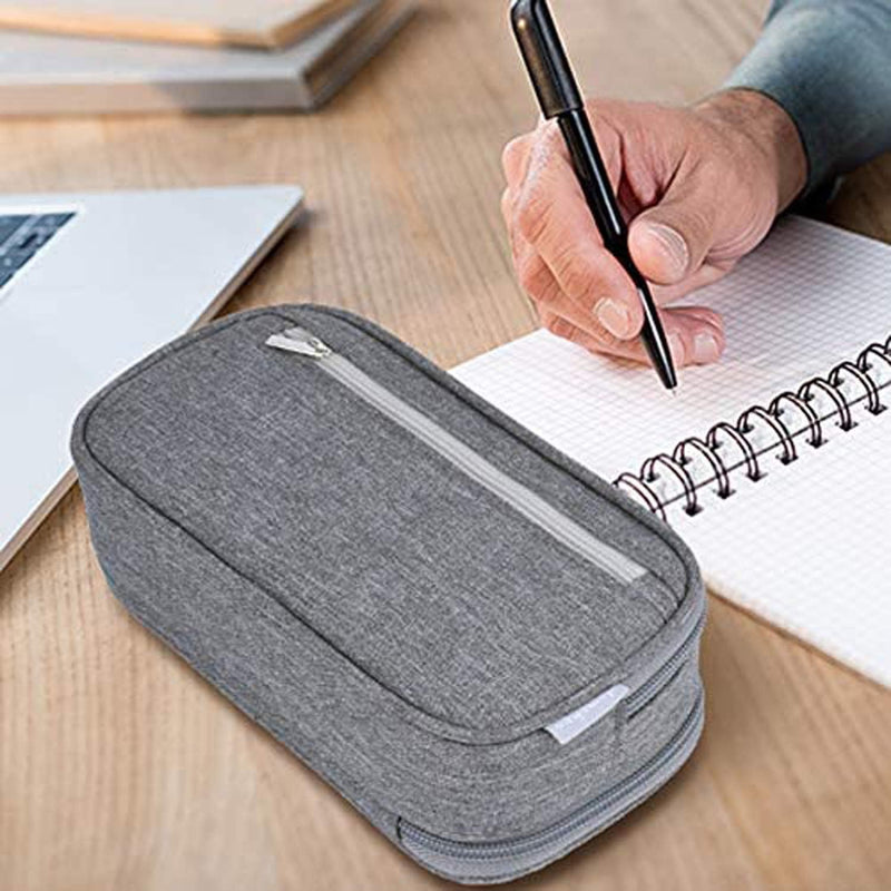 Pencil Case, Large Capacity Pencil Bag Pouch Pen Case Makeup Bag Stationery Desk Organizer with Big Compartments for Boys Girls Middle High School & Office Supplies (Grey)