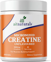Aitnaturals 100% Micronized Creatine Monohydrate Powder Unflavoured - 400g/80 servings Muscle Building Support, Boosts Energy, Replenishes ATP Levels, Post Workout Supplement, Non-GMO, Gluten-Free