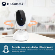 Motorola VM75 Indoor Video Baby Monitor with Camera 480x272p, 1000ft Range 2.4 GHz Wireless 5" Screen, 2 Way Audio, Remote Pan, Digital Tilt, Zoom, Room Temperature Sensor, Lullabies, Night Vision