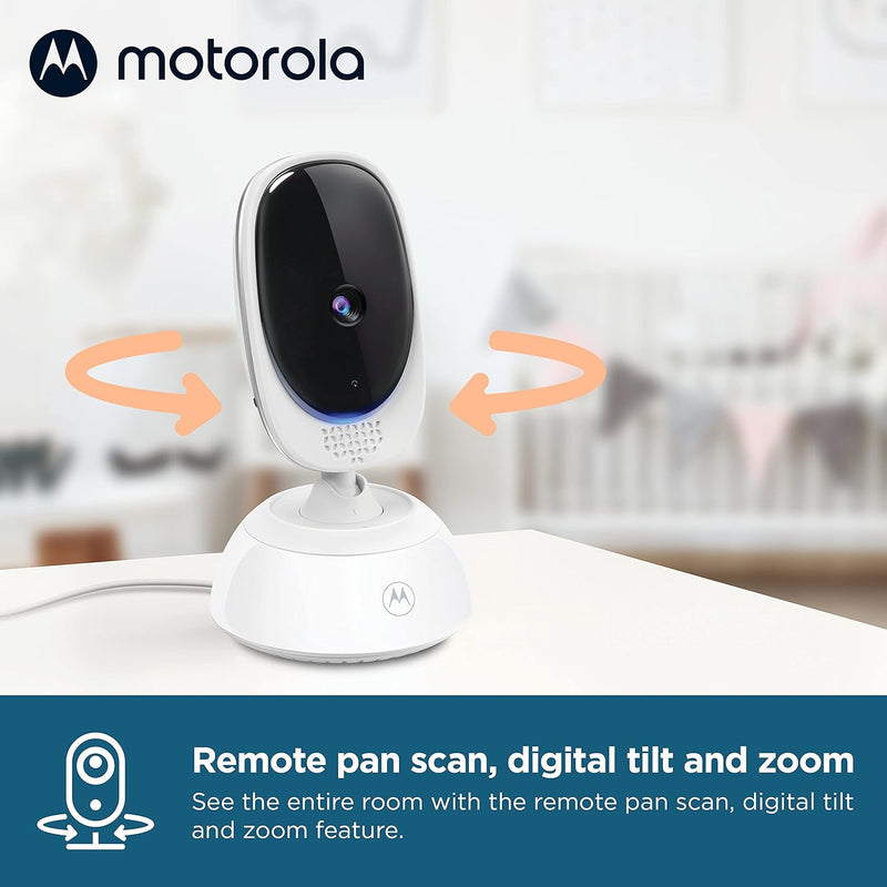 Motorola VM75 Indoor Video Baby Monitor with Camera 480x272p, 1000ft Range 2.4 GHz Wireless 5" Screen, 2 Way Audio, Remote Pan, Digital Tilt, Zoom, Room Temperature Sensor, Lullabies, Night Vision