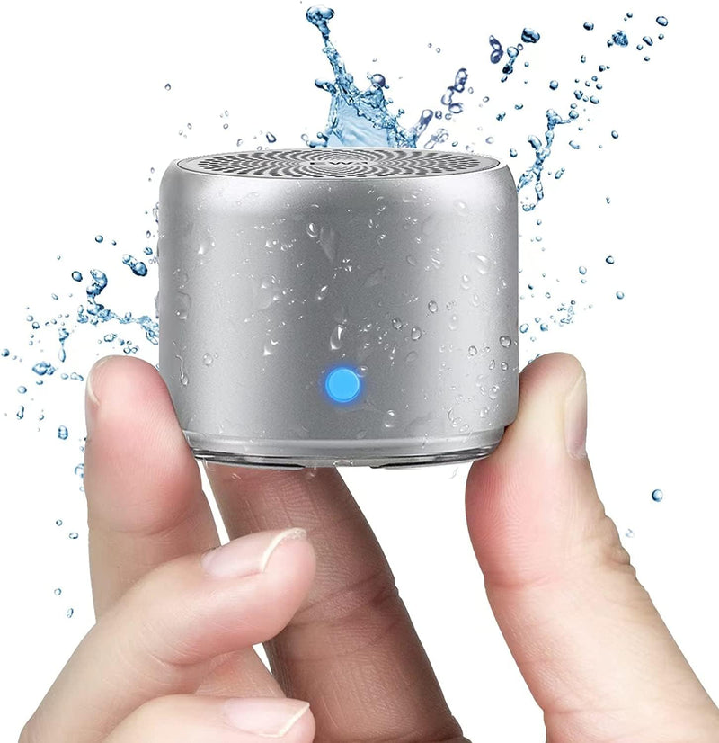 Travel Case Packed, Wireless Mini Bluetooth Speaker with Custom Bass Radiator. EWA A106, Small But Loud, The Next Generation of Portable Speakers for Home, Outdoors, Shower (Silver)1.89 * 1.57 inches