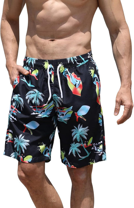 Maeau Men Swim Beach Shorts Quick Dry Swimming Trunks Drawstring Surfing Board Shorts