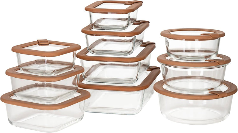 Glass Food Storage Containers with Lids Borosilicate Glass, Airtight & Leak-Proof Microwave, Oven, Freezer & Dishwasher Safe Stackable Meal Prep & Lunch Containers (24pc Set)