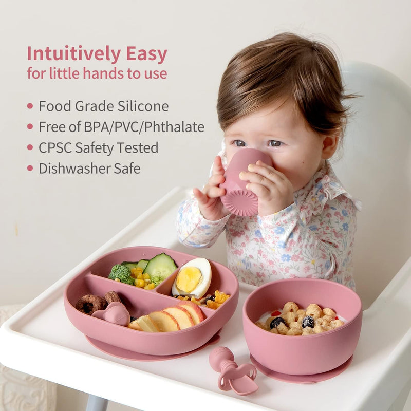 SAMiGO Silicone Baby Cups Tiny Cups for 6-12 Month Infants - Baby Led Weaning Cups for Training - Open Cup Set - 2 Pack