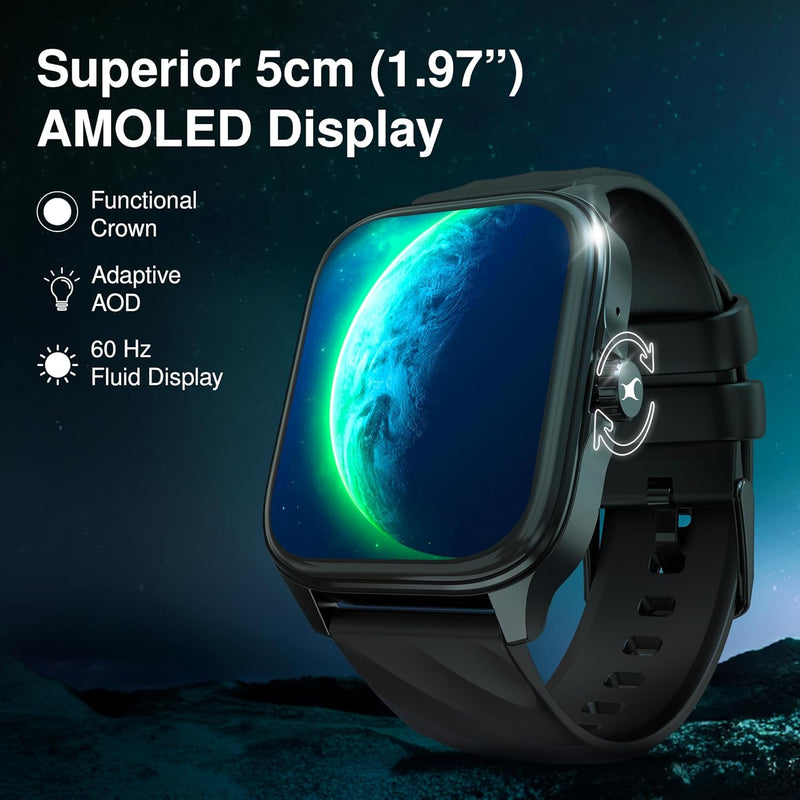 Fastrack Astor FS1 Pro Smart Watch, 1.97' AMOLED Display, Bluetooth Calling, 100+ Sports Modes, SpO2 & Heart Rate Monitoring, Women's Health, IP68, Up to 5 Days Battery, Functional Crown