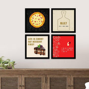 kotart Engineered Wood Photo Frames For Kitchen And Restaurant Wall Decoration - Food Quotes Decor Poster With Frame (11 Inch X 11 Inch, Multi) Design-2, Square)