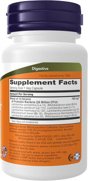 Foods Probiotic-10 25 Billion Multi-Strain Probiotic for Digestive Health, Gut Microbiome Balance & Immune System Support 50 Veg Capsules