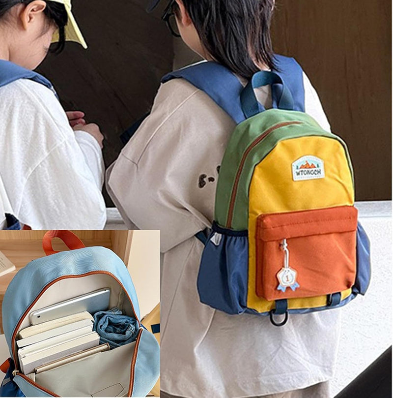 Kids Backpack, 27x13x34cm, Colourful Oxford Fabric School Bag, Lightweight Travel Rucksack for Boys and Girls