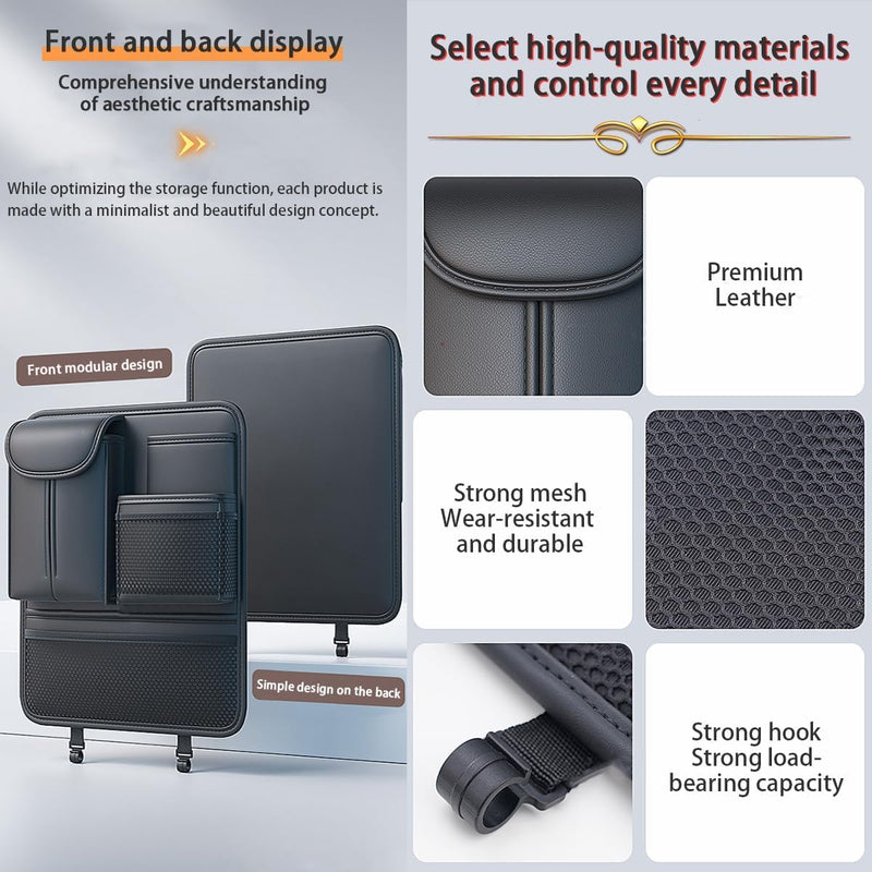 TERRIFI Backseat Car Organizer with 5 Storage Pockets, Car Seat Organizer, Car Seat Back Protectors Kick Mats, Travel Accessories for Kids and Adults