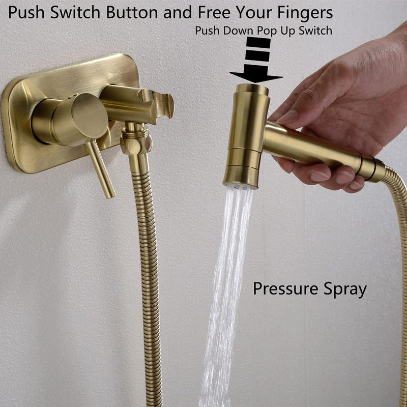 TRUSTMI Toilet Concealed Hot and Cold Bidet Spray Set, Brass Hand Held Warm Water Sprayer Shattaf,Chrome