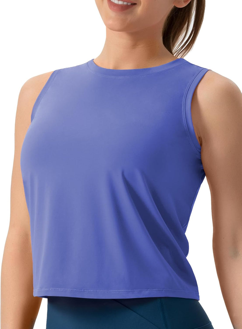 THE GYM PEOPLE Ice Silk Workout Tops for Women Quick Dry Muscle Gym Running Shirts Sleeveles
