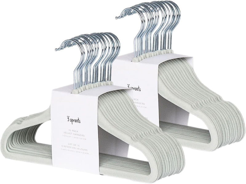 3 Sprouts Baby Hangers, Non-Slip Velvet Hangers, Kids Hangers - Pack of 15 - Pink