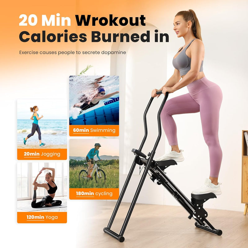 Vertical Climber, Pro Stair Stepper for Full-Body Workout, Compact & Foldable Cardio Exercise Stair Climber with Extended Step Range, Improved & Adjustable Handlebar & Pedals (Random Color)