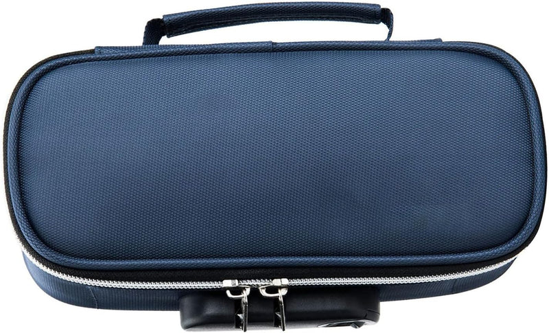 Canvas Locking Pencil Case, Large Capacity Spacious Storage Secure Locking Stationery Pouch with Combination Lock, Ideal for School Office (Black) - Blue