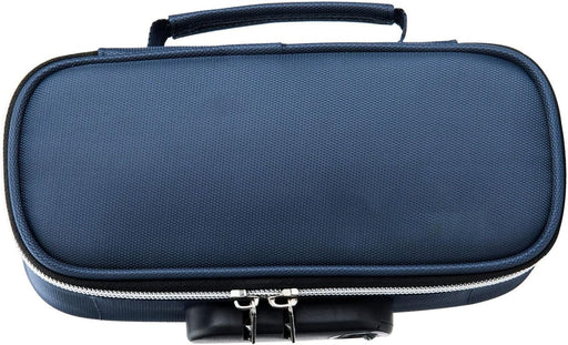 Canvas Locking Pencil Case, Large Capacity Spacious Storage Secure Locking Stationery Pouch with Combination Lock, Ideal for School Office (Black) - Blue