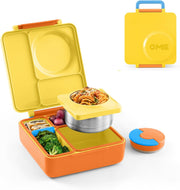 OmieBox UP bento box for kids Insulated lunch box Leak proof thermos food jar Cooler ice pack 2 Compartments (Teal Green) - Sunshine OMIEBOX (AGE 3-8 Years old)