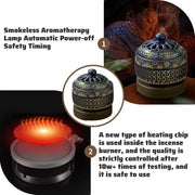 Ceramic Electric Incense Burner, Electronic Aroma Diffuser with Timing Temperature Adjustment and Cover, Resin Frankincense Burner, Used for Indoor Air Purification/Home Decoration/Meditation