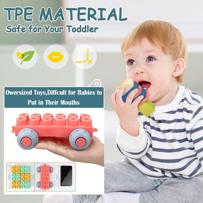 AM ANNA Soft Building Blocks Toys,20 Pcs Building Block Early Educational Sets Learning&Development Toys Stacking Block Kit for Toddlers Baby 1-5 Years Old Bath Toy,Can Be Boiled And Bitten
