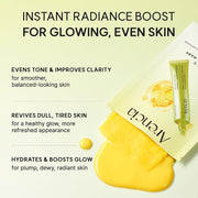 Vitamin C Booster Sheet Mask, Hydrating Face Mask with Glutathione & Niacinamide, Supports Even-Looking Skin Tone & Smooth Texture, 5 Sheets