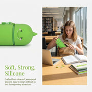 Nivofu 2 in 1 Soft Silicone Pencil Case, Telescopic Table Pen Holder for School and Office, Zipper, H 19.5 cm