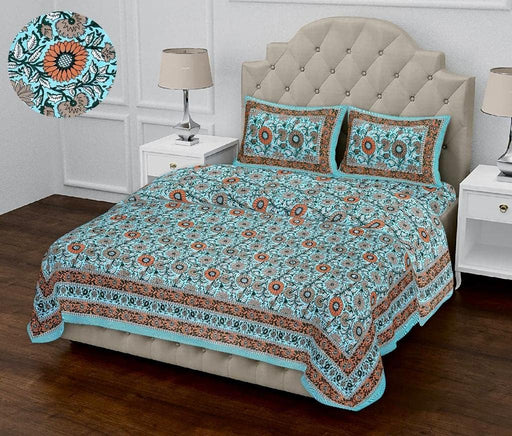 SUFAYA FAB Printed Indian Sanganer Cotton Premium Big Size Bedsheets for Modern Look(108x108) inches,Pillow (17x27) inches