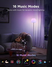 Lantern Floor Lamp, Halo Gradient Lamp with Silicone Soft Lamp Shade RGBICWW Smart Standing Lamp with 100+Scene Modes,1000K-10000K,Music Sync,1400lm,Matter Compatible,for Living Room, Bedroom