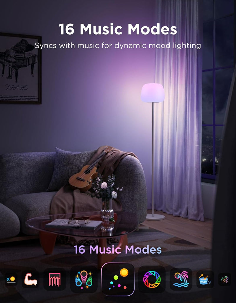 Lantern Floor Lamp, Halo Gradient Lamp with Silicone Soft Lamp Shade RGBICWW Smart Standing Lamp with 100+Scene Modes,1000K-10000K,Music Sync,1400lm,Matter Compatible,for Living Room, Bedroom