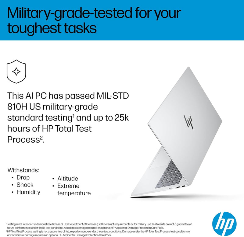 OmniBook 7 Laptop 2025 Model 16" WQXGA Intel Core Ultra 7-255H 32GB RAM 1TB SSD Windows 11 Glacier silver Standalone 16-AY0002NE En-Ar Keyboard UAE Version