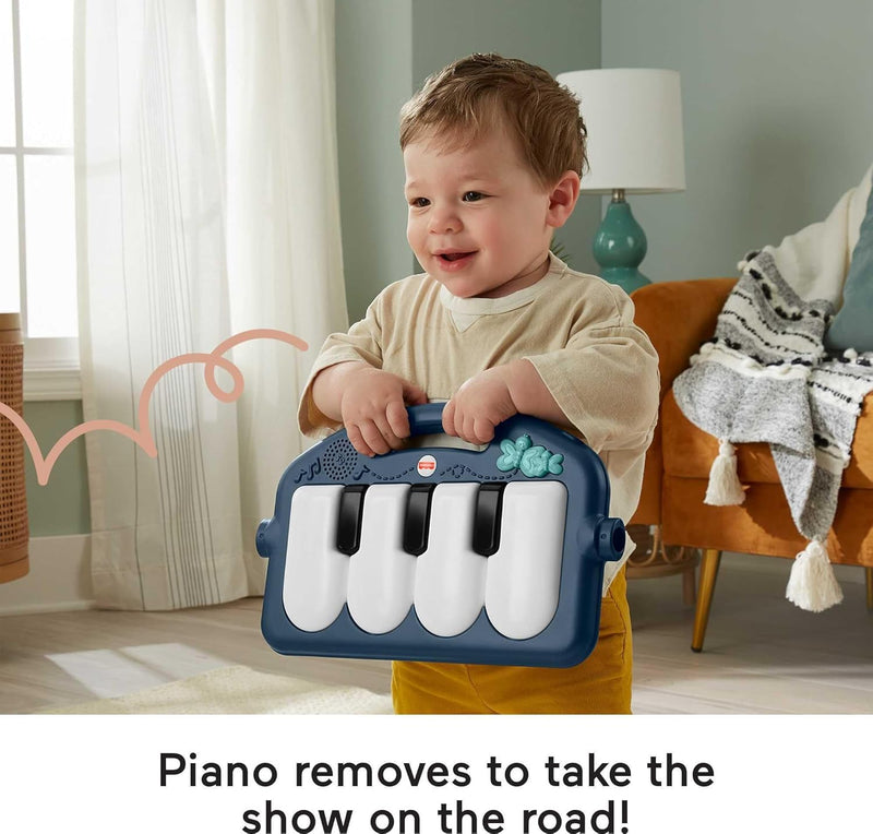 Fisher-Price - Play Blanket Activity Blanket Play Centre for Newborns with Piano Music Toys & Toys to Play in the Prone Position, Navy Blue Baby Toy from Birth, Amazon HKX37 Only