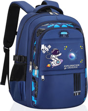 School Bag for Boys, Space Backpack for Boys Kids Elementary School Bags Middle Primary School Book Bag Lightweight School Bag for Students - Blue