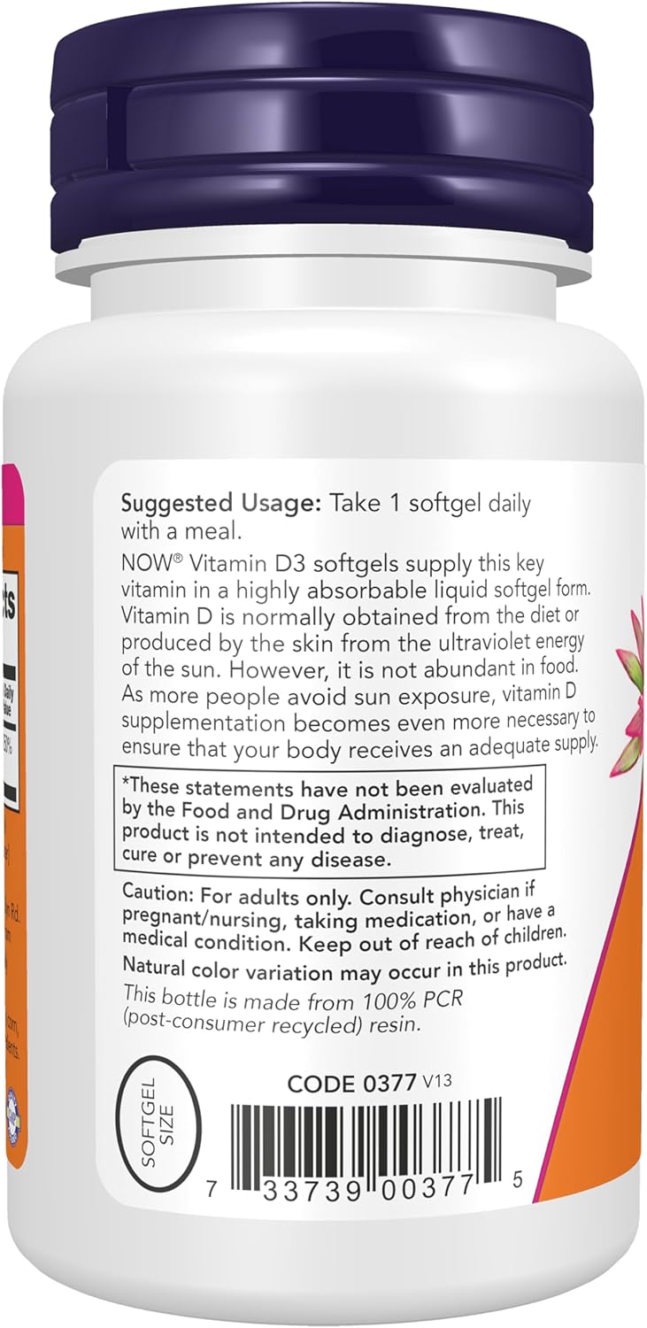 Foods Vitamin D3 2000 IU Highly Absorbable Dietary Supplement for Bone Health & Immune Support & Healthy Teeth & Muscle Function 240 Softgels – image 3