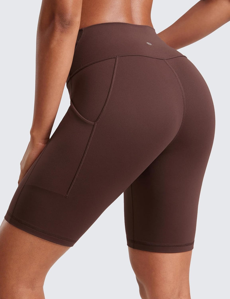 CRZ YOGA Women's Butterluxe Biker Shorts 8 Inches - High Waisted Yoga Shorts Side Pockets Buttery Soft
