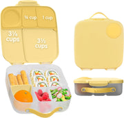 Snackbox Mini Bento Lunch Box with 2 Leakproof Compartments Ideal for Toddlers, Kids Lunch & Snacks Fits Whole Piece of Fruit BPA Free - Lemon Twist