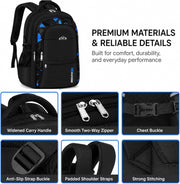 School Bag for Boys and Girls, Backpack for Kids Elementary School Bags Middle Primary School Book Bag Lightweight School Bag for Students - Black