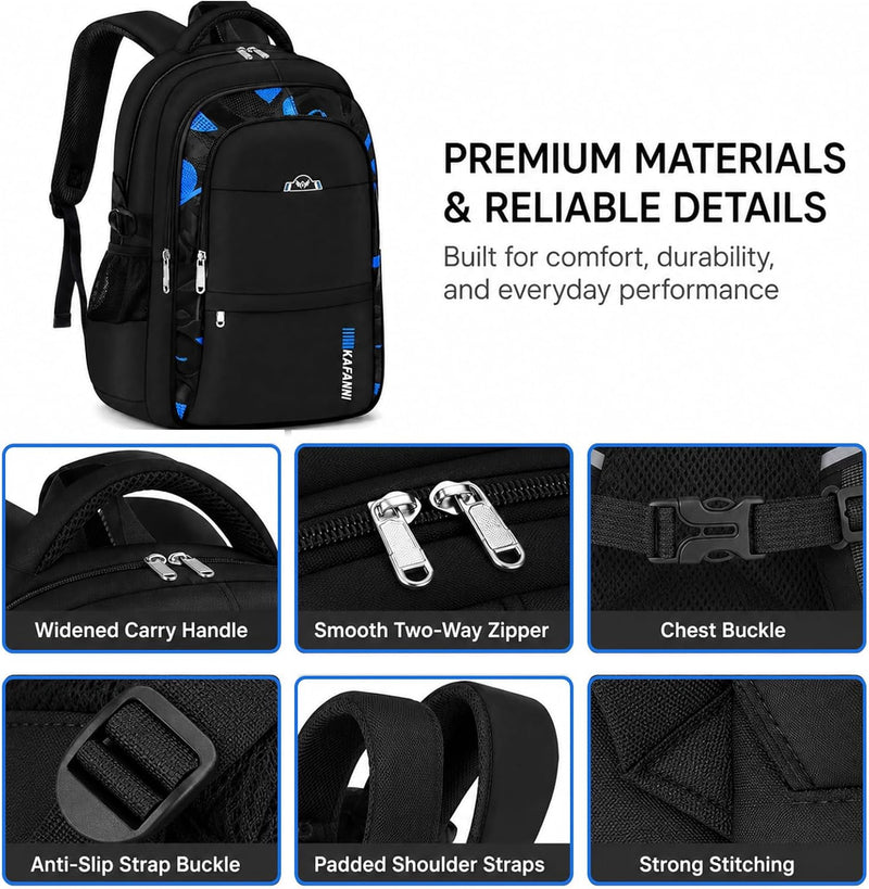 School Bag for Boys and Girls, Backpack for Kids Elementary School Bags Middle Primary School Book Bag Lightweight School Bag for Students - Black