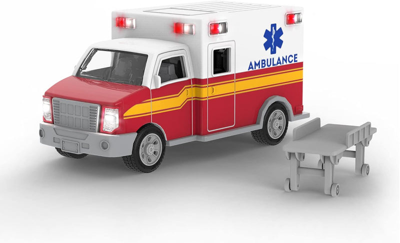 Driven by Battat Micro Ambulance Toy Truck with Lights and Sound Rescue Trucks and Toys for Kids Aged 3 and Up, WH1126Z - Ambulance