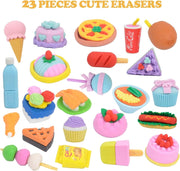 Erasers Kids, Novelty Erasers Cute Pencil erasers Mini Puzzle Rubber Boys, Girls, Students, Party Favors, Birthday Gift, Homework School Prize Rewards, Candy Food